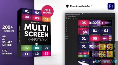 Premiere/PR扩展-200组图片视频动态分屏过渡转场预设