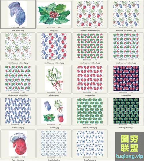 高清圣诞水彩无缝拼接图案Christmas Patterns