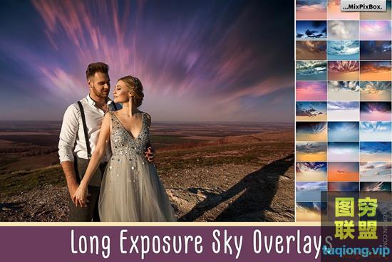 60张长曝光天空叠加合成图片素材Long Exposure Sky Overlays