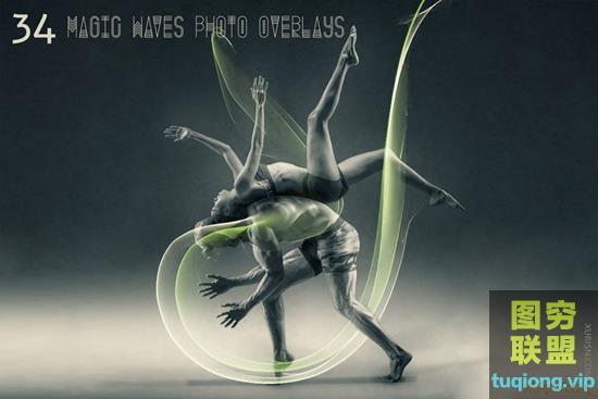 34张魔法波形线条图片叠加层Magic Waves Photo Overlays