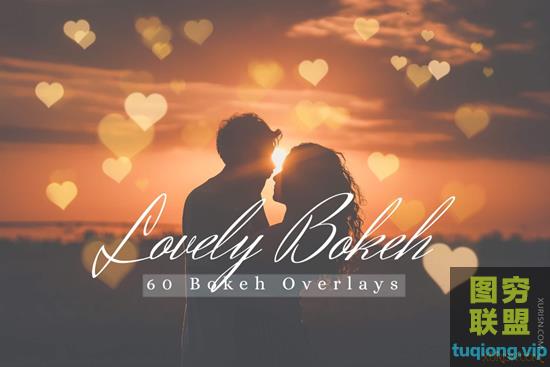 60个爱情心形散景灯光效果照片叠加 Lovely Bokeh Lights Effect Ph...