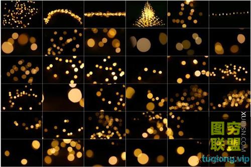 60P金色闪亮散景照片叠加包Golden Shiny Bokeh Photo Overlays Pack