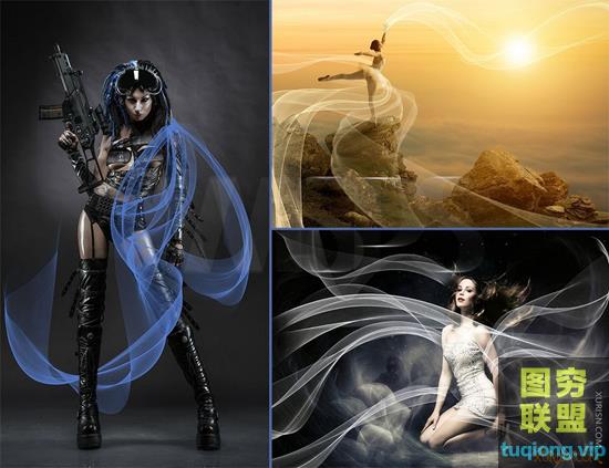 120个高分辨率飘逸丝绸网纱创意笔刷Ron\'s Wisps