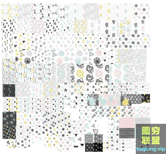 多款清新淡雅可爱手绘涂鸦风平铺背景图案矢量设计素材