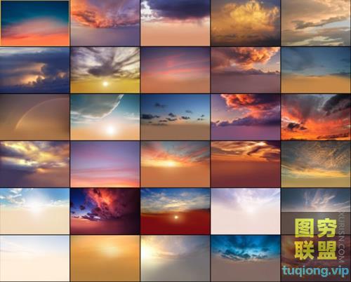 65张高清炫丽早晨傍晚日出日落天空合成素材