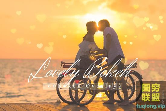 60个爱情心形散景灯光效果照片叠加2 Lovely Bokeh pack02