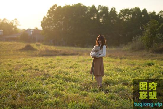 30张少女与猫咪野外草地游玩摄影写真RAW原片