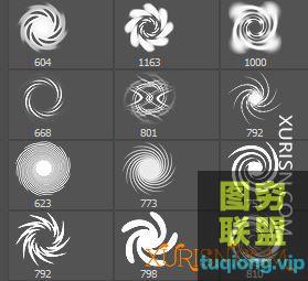 12个抽象漩涡波纹光线荡漾photoshop笔刷素材
