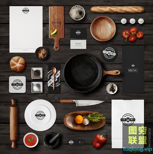 餐厅餐具厨具标识品牌PSD分层素材样机模型
