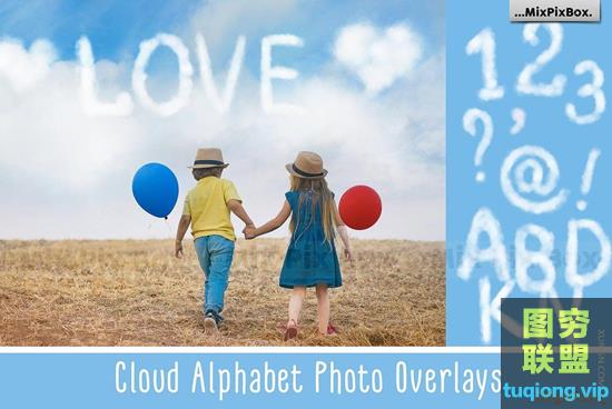 45张高分辨率数字字母云朵透明PNG叠加合成素材