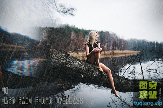 40张高清下雨效果雨景照片叠加素材层Normal Rain Photo Overlays