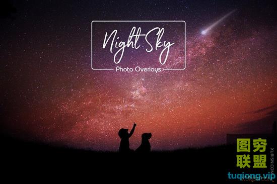 38P 浪漫夜空及月亮图片叠加素材Night Sky and Moon Overlays