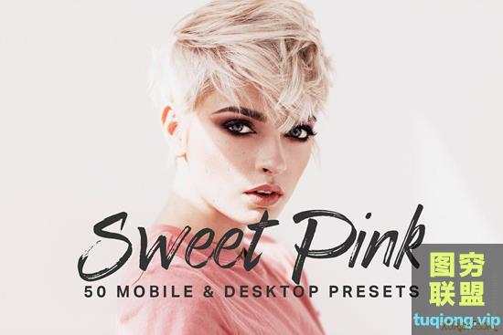 50款甜蜜粉红色风格LUT+LR+PS预设Sweet Pink Lightroom Presets LUTs