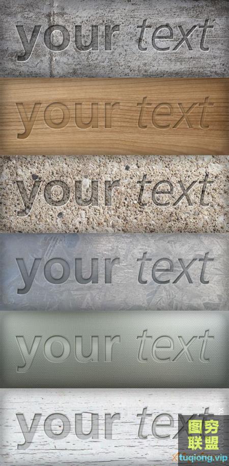 6种文字镌刻效果 Photoshop 样式 PSD+ASL