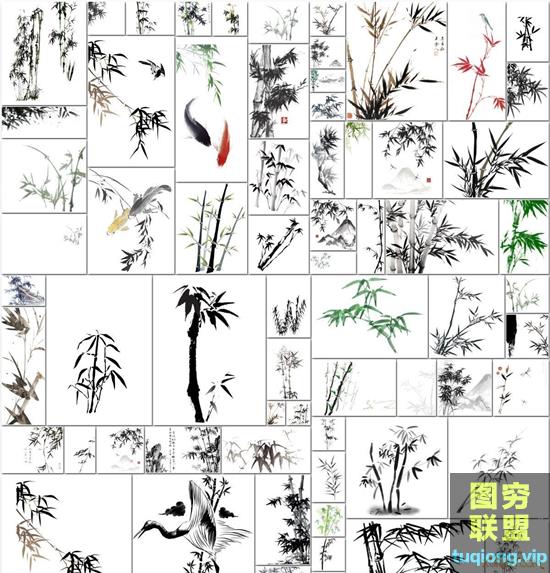 269张中国古风工笔画水墨竹子PNG透明免抠图片素材