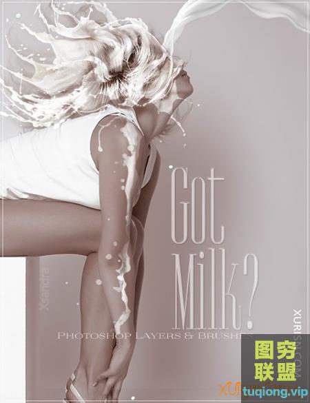 96个高分辨率PS牛奶飞溅笔刷及75个PSD透明图层Rons Milk
