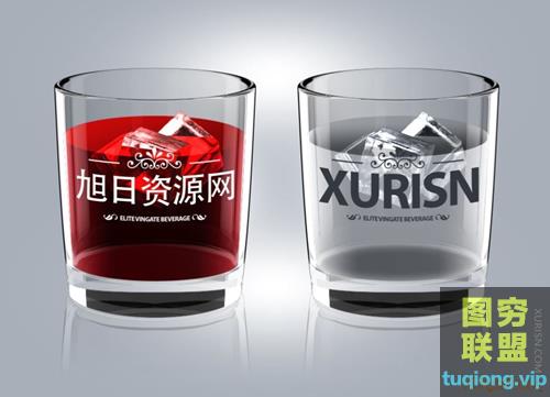 透明带LOGO玻璃杯PSD分层样机模板Glass Logo PSD Mockups