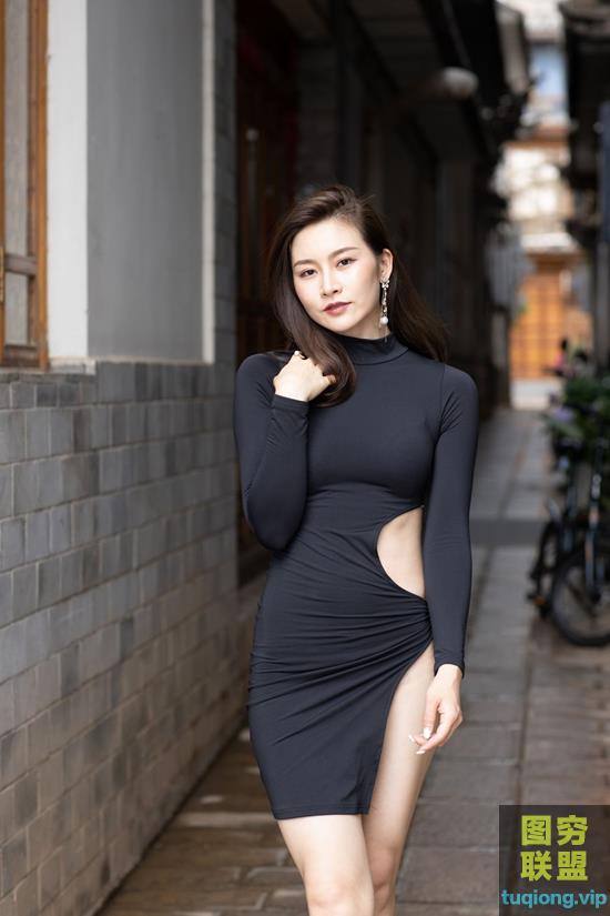 彩云之南-优雅性感黑色长裙美女719p