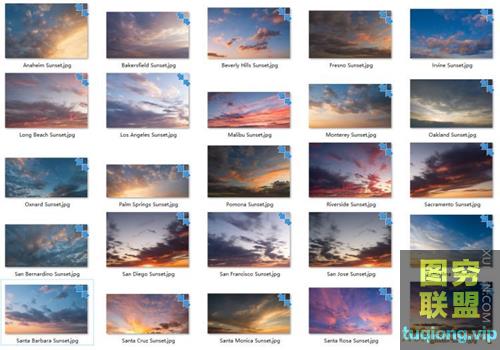 25组5K高清加州日落晚霞天空素材Luminar 4 AI智能换天空图集