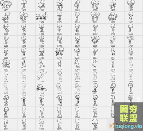 86个高清动漫Q版人物辅助线稿PS笔刷