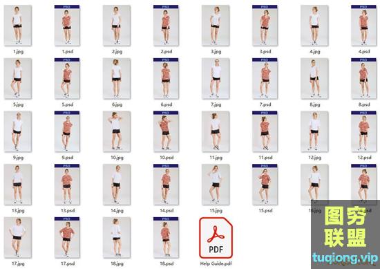 18P女性运动T恤样机PSD模板Female Sport T-shirt Mockups Set