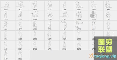 42个高清半身画人物人体线稿PS笔刷