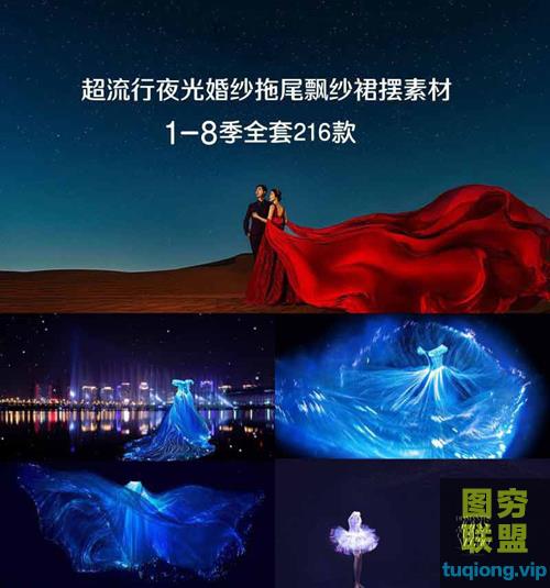 超流行影楼夜光婚纱拖尾飘纱头纱裙摆PSD素材1-8季全套216P