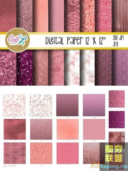 玫瑰金数码纸纹理背景Rose Gold Digital Paper