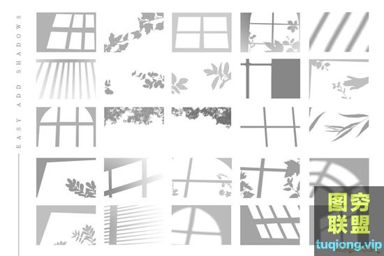 25款超清6K透明PNG树枝门窗影子阴影图片叠加合成素材