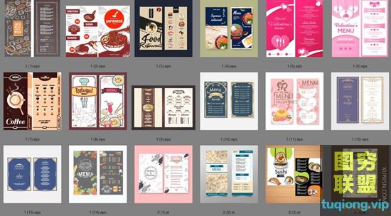 50款寿司饮料餐厅菜单模板矢量AI源文件