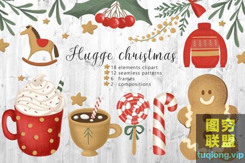 圣诞节主题高质量手绘插图Hugge Christmas Illustrations