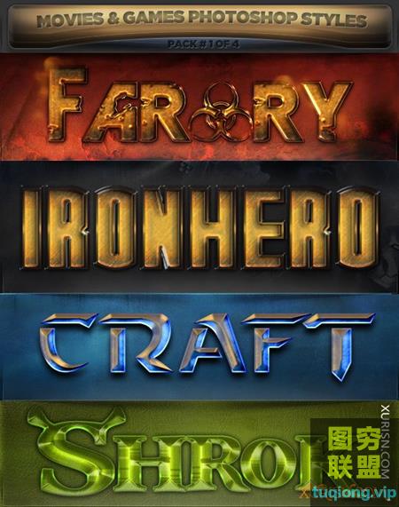 6款酷炫游戏电影特效字体ps样式 PSD+ASL