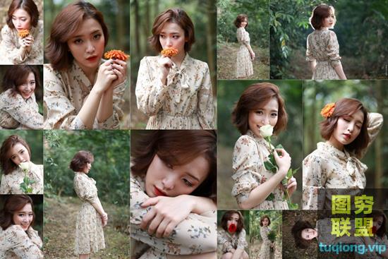 16张森林中美女写真摄影RAW原片 摄影修图练习