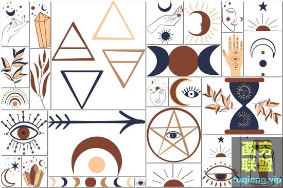 25P 天文学炼金术魔法巫术 主题剪贴画手绘元素图标矢量素材