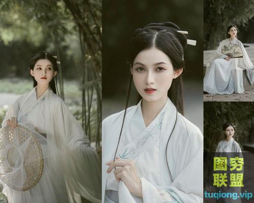 9张公园竹林美女古风汉服摄影写真RAW原片 尼康D810