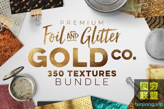 350款各种金箔/纸张材质PS纹理图案350 Gold & Metallic Textures Bundle