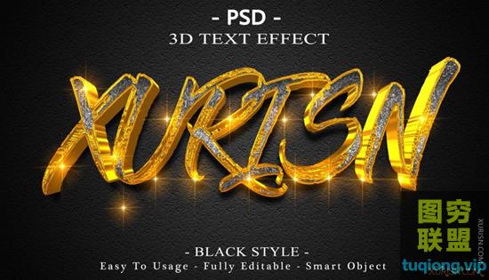 9款3D立体闪光闪耀文字特效PSD模板3d sparkle text effect