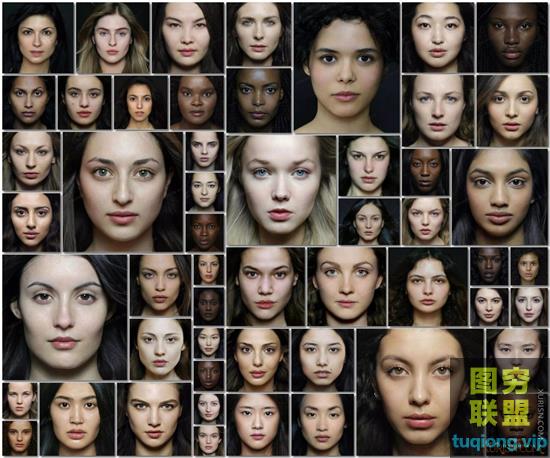 亚洲、欧洲、北美洲妹子，女性脸部参考图 54P