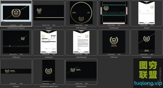 黑金风格企业形象品牌VI模板PSD文件Gold And Black Corporate Identity