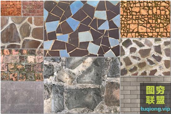 10张高清石材地板纹理图片素材Stone Floor Textures x10