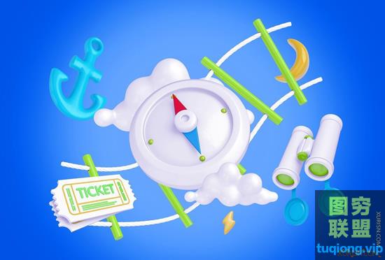 超大卡通旅行主题场景模型豪华PSD素材包 Bright Travel Items Scene