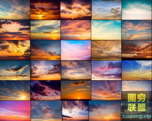 50张高清炫丽史诗般的日落云彩天空合成素材