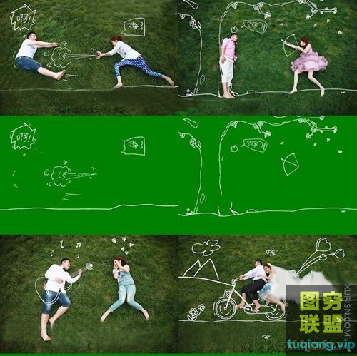 12款影楼创意婚纱摄影写真手绘PSD模板