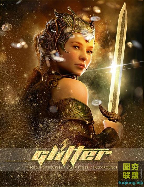 PS闪光星光化妆眼影唇彩素材Ron\'s Glitter笔刷+样式+背景图片