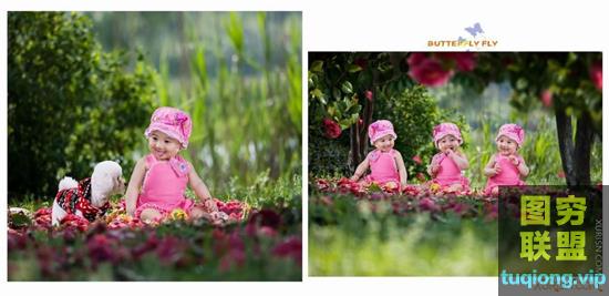 22P高清3D立体儿童相册PSD模板{花园里的宝贝}
