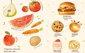 画画的小乐iPad水彩美食插画（画质清晰无素材）