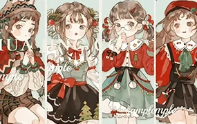 朝朝六桥水彩风可爱少女立绘(高清画质无素材)