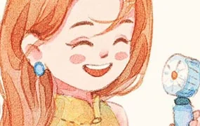 七分甜水彩人物团练第1期（画质一般带素材笔刷）