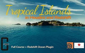 Houdini18.5电影级热带湖中小岛全流程(超清画质带素材)