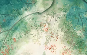 苍有关古风花卉动物水彩风插画(高清画质带笔刷课件)